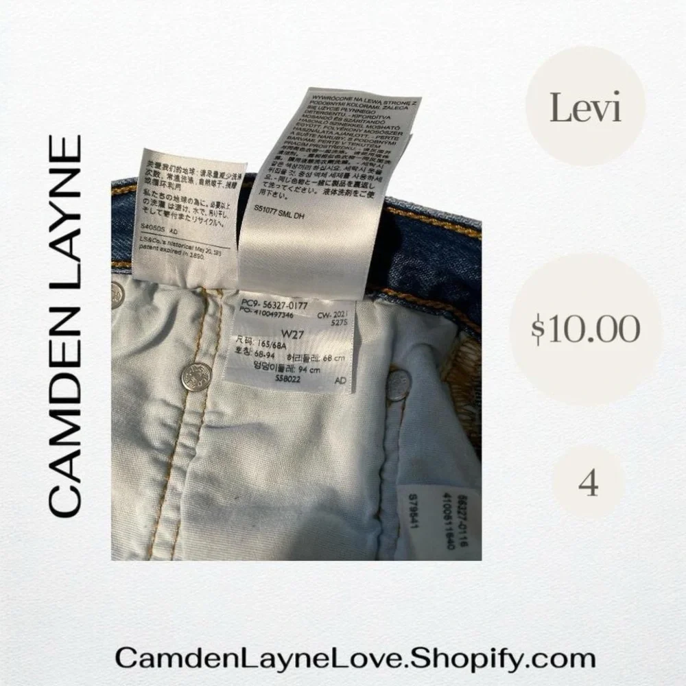 Levi's Blue Denim Jean Shorts with Brown Label
